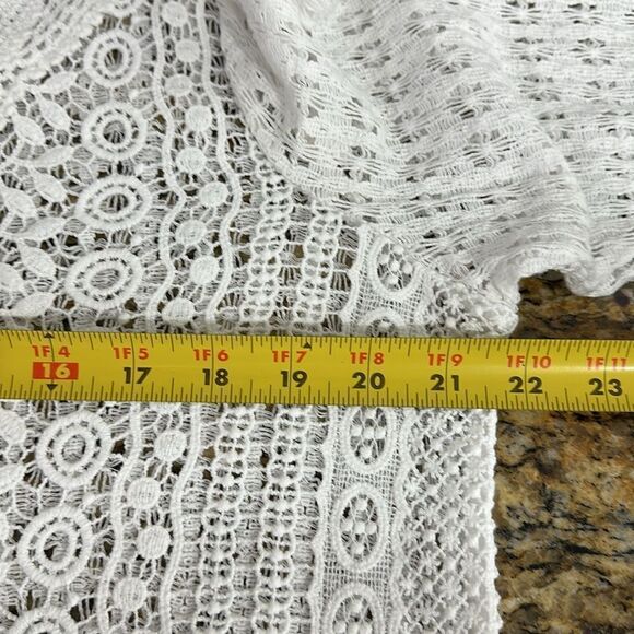 Chico’s Cotton Novel Crochet Cecilia Long Sleeve Top In White Size L - Picture 8 of 9